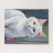 Puzzle Chat Blanc | Peinture d'animal de compagnie Chat à (Horizontal)