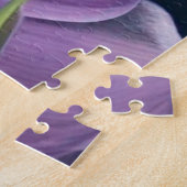 Puzzle Chat bleu mignon en fleurs violettes (Côté)