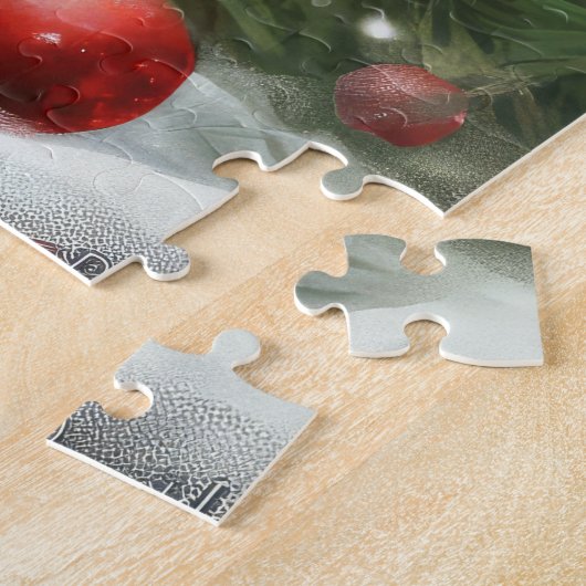 Puzzle Chat bleu russe à Noël de neige (Côté)