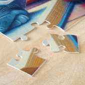 Puzzle Chat bleu russe dormant sur une peinture de livre (Côté)