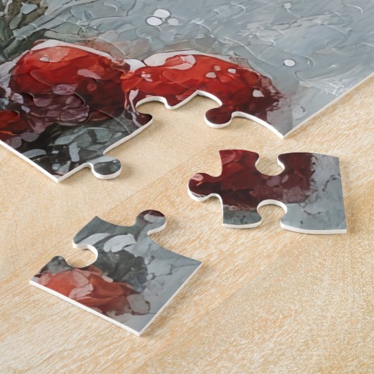 Puzzle Chat bleu russe en sangle laissez-le neiger Noël (Côté)