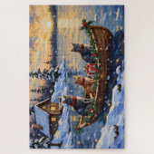 Puzzle Chat Bleu Russe Noël Bateau Fêtes (Vertical)