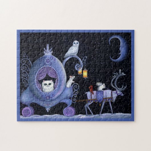 Puzzle Chat Blue Carriage Hivernal Chouette Neige Blanc C (Horizontal)