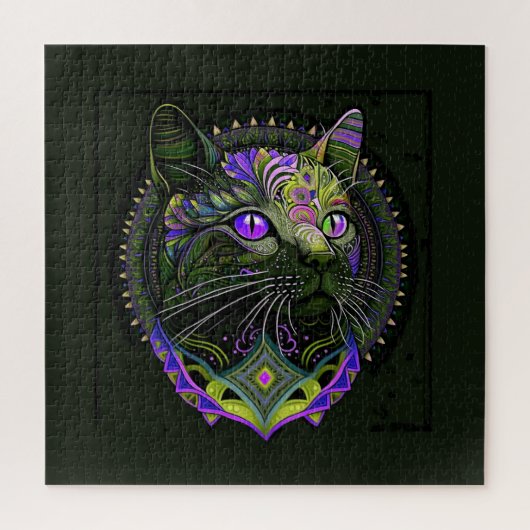 Puzzle Chat Bombay Psychedelique en Violet (Vertical)