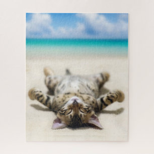 Puzzle Chat bronzage à la plage