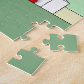 Puzzle Chat Brun de Noël Mignon Vert Enjoué Humour (Côté)