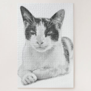 Puzzle Chat calicot rétro demi-teinte