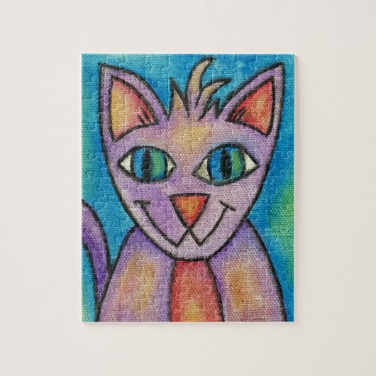 Puzzle Chat Chaton Rose Violet (Vertical)