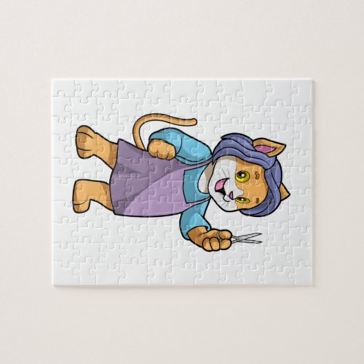 Puzzle Chat coiffeur avec ciseaux (Horizontal)
