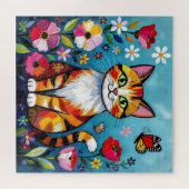 Puzzle Chat coloré et papillon (Horizontal)