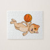 Puzzle Chat comme joueur de basket-ball avec basket-ball (Horizontal)