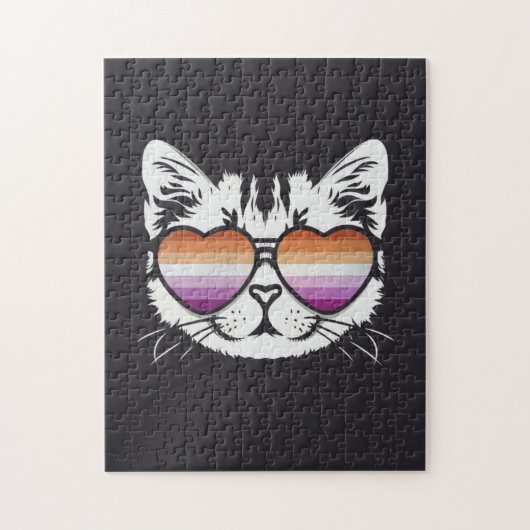 Puzzle Chat cool avec lunettes Drapeau Lesbienne Drôle Sa (Vertical)