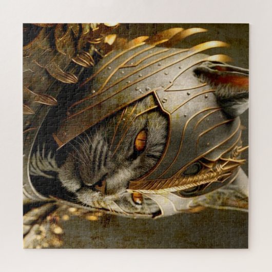 Puzzle Chat dans le casque Samurai. (Horizontal)