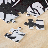 Puzzle Chat dans un Masque Mardi Gras noir et blanc (Côté)