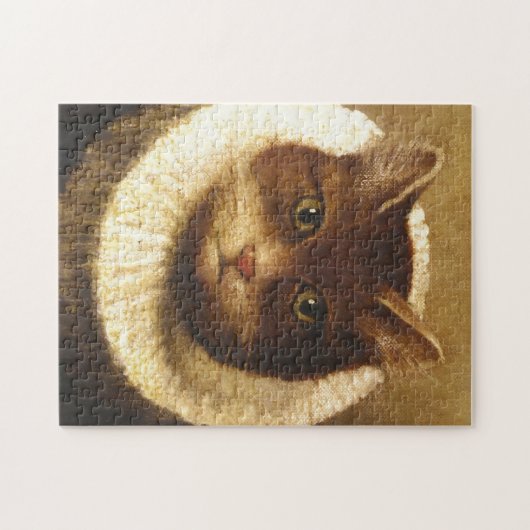 Puzzle Chat Dans Un Ruff Cute Art Victorien Peinture Vint (Horizontal)
