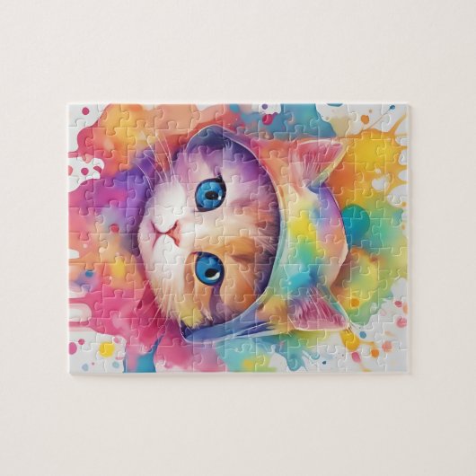 Puzzle Chat d'aquarelle de couleur (Horizontal)