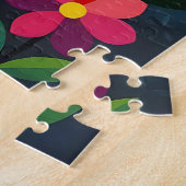 Puzzle Chat d'art populaire Boho, Fleurs & Papillon (Côté)