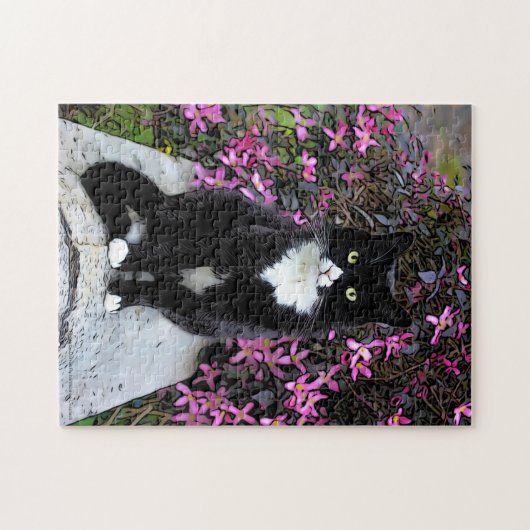 Puzzle Chat de buisson rose, (Horizontal)
