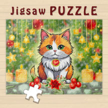 Chat de dessin animé adorable - Ambiance de Noël e