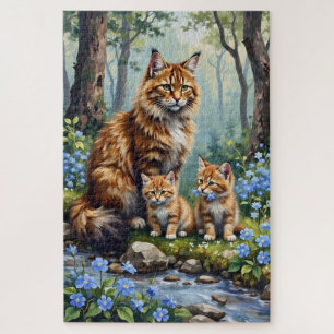 Puzzle Chat de la forêt norvégienne Woodland Bloom Art