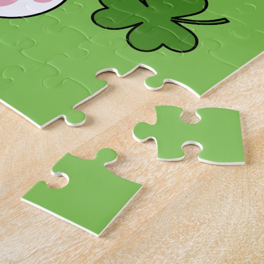Puzzle Chat de la Saint Patrick avec dessin Shamrock (Côté)