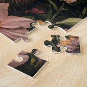 Puzzle Chat de Maine Coon entouré de fleurs (Côté)