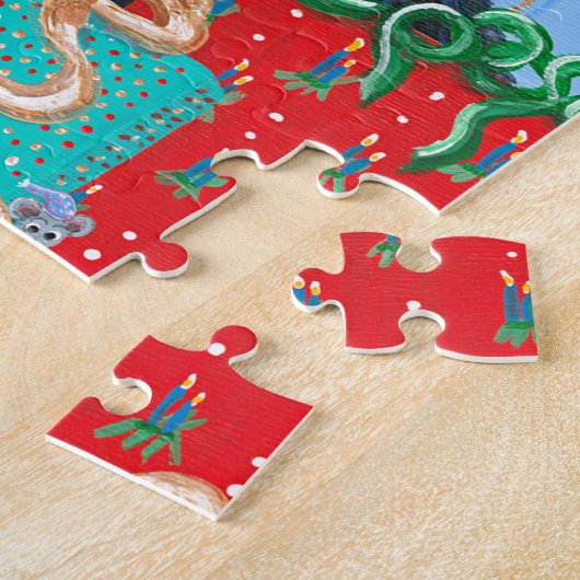 Puzzle Chat de Noël amusant noir Tuxedo horloge (Côté)