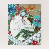 Puzzle Chat de Noël blanc (Vertical)