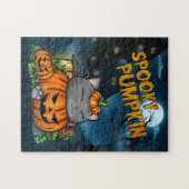 Puzzle Chat de pumpkin effrayant d'Halloween (Horizontal)