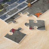 Puzzle Chat d'Halloween et Boutique de livres (Côté)