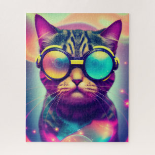 Puzzle Chat Drôle Cool Psychédélique lunettes