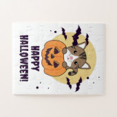 Puzzle Chat En Citrouille Chats Doux Joyeux Halloween Jig (Horizontal)