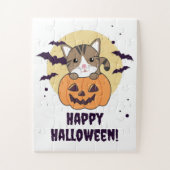 Puzzle Chat En Citrouille Chats Doux Joyeux Halloween Jig (Vertical)