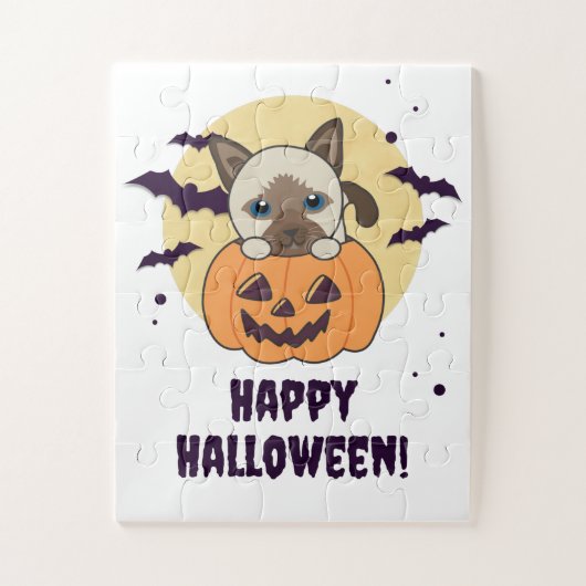 Puzzle Chat En Citrouille Chats Doux Joyeux Halloween Jig (Vertical)