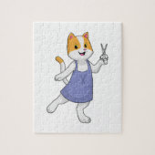 Puzzle Chat en coiffeur avec ciseaux (Vertical)
