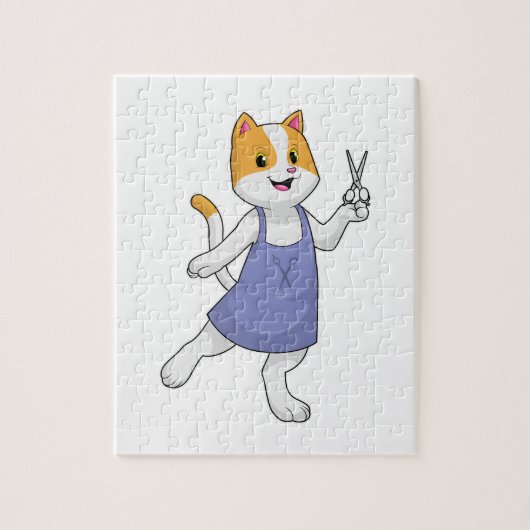Puzzle Chat en coiffeur avec ciseaux (Vertical)