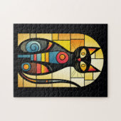 Puzzle Chat en faux vitrail (Horizontal)