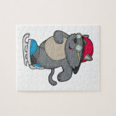 Puzzle Chat en patinage sur glace avec patins sur glace (Horizontal)