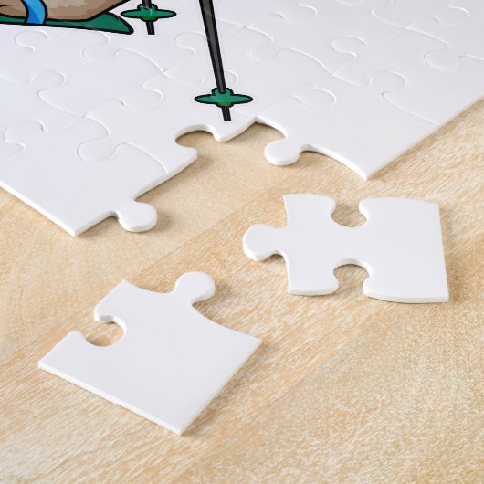 Puzzle Chat en Ski avec Pôles de Ski & Ski (Côté)