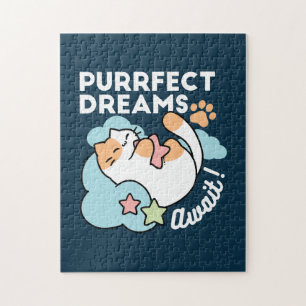 Puzzle Chat Endormi Enlaçant une Étoile – Rêves Parfaits
