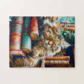 Puzzle Chat endormi sur un tas de livres (Horizontal)