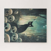 Puzzle Chat et crâne d'Halloween (Horizontal)