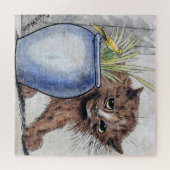 Puzzle Chat et petit oiseau jaune, Louis Wain (Horizontal)