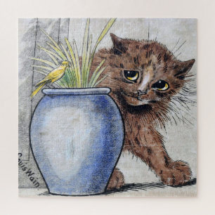 Puzzle Chat et petit oiseau jaune, Louis Wain