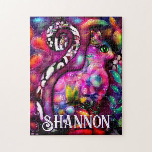 Puzzle Chat Floral Abstrait Fantaisiste Personnalisé