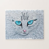 Puzzle Chat Fluffy aux Yeux Bleus (Horizontal)