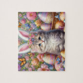 Puzzle Chat Fluffy Avec Oreilles de Lapin (Vertical)