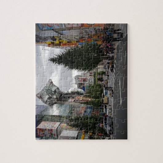Puzzle Chat géant Attaquer la ville Catzilla Cute Monster (Vertical)