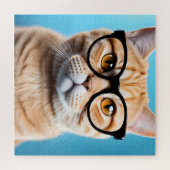 Puzzle Chat-gingembre portant des lunettes (Horizontal)