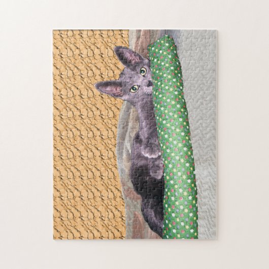 Puzzle - Chat gris avec jouet (Vertical)
